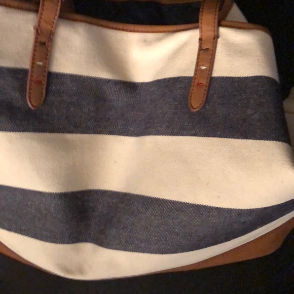 Large Stripped Canvas Tote Bag - Picture 2 of 6